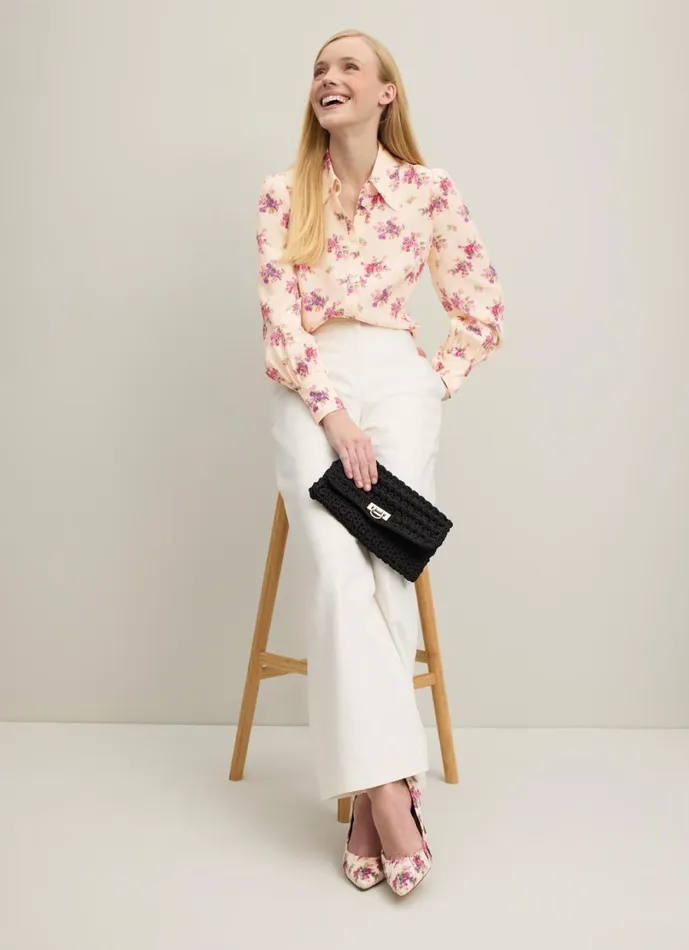 LKBennett Tops Women Sonya Bouquet Print Silk Blouse LKBennett Tops Women Sonya Bouquet Print Silk Blouse