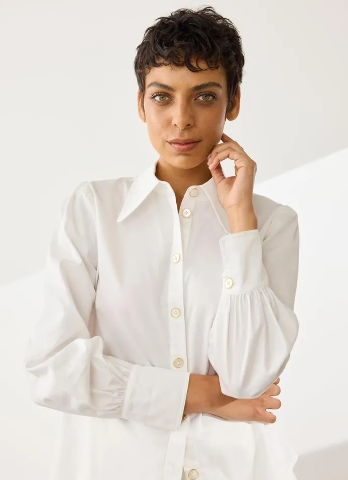 LKBennett Tops Women Sonya White Cotton Blouse