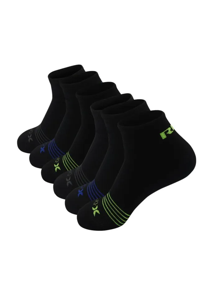 Men 6Pack Quarter Socks Black RBX Active Socks