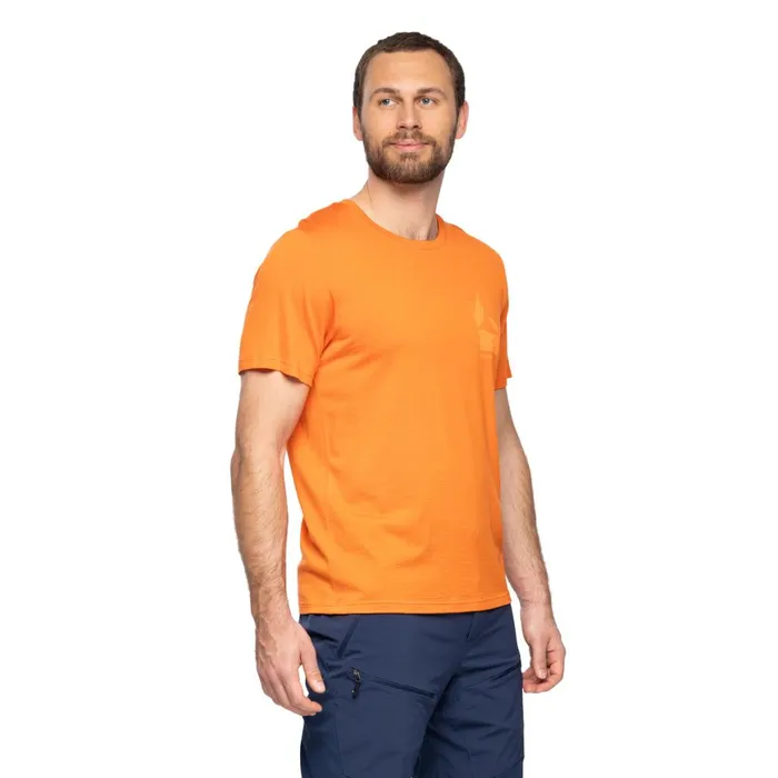 Men Bergans Of Norway TShirts Rabot Mount Wool Tee Alert Orange