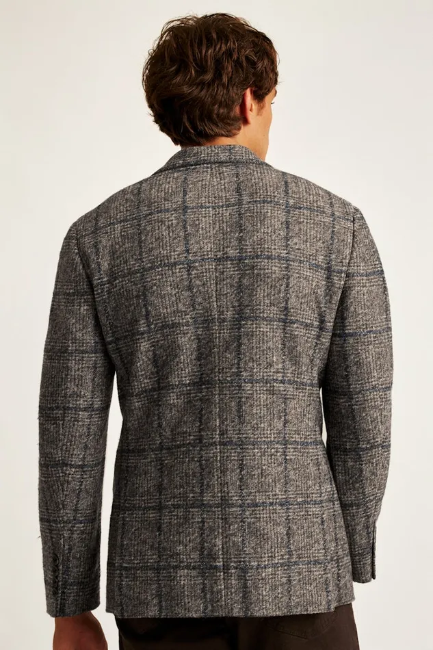 Men Bonobos Blazers and Sport Coats Knit Blazer Navy Brown Glen Plaid