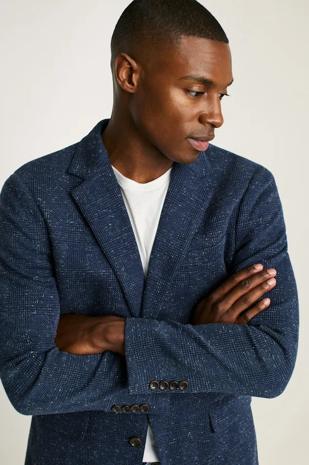 Men Bonobos Blazers and Sport Coats Knit Blazer Navy Donegal Glen Plaid Men Bonobos Blazers and Sport Coats Knit Blazer Navy Donegal Glen Plaid