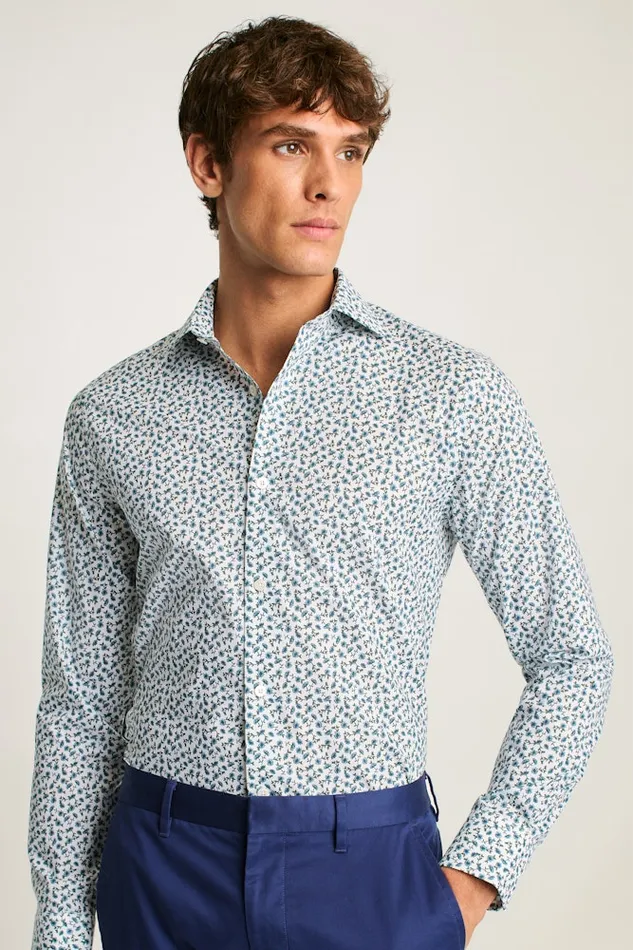 Men Bonobos Business Casual Shirts Sophisticated and Comfy Bonobos Jetsetter Stretch Dress Shirt Blue Martin Floral