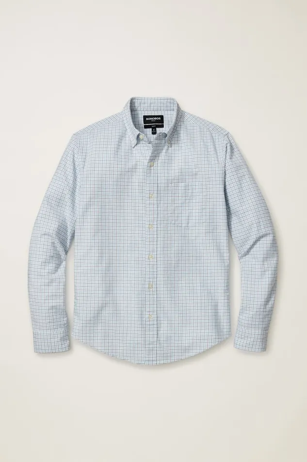 Men Bonobos Casual Shirts Everyday Oxford Shirt Classic Oxford Button Down Blue Nickel Check