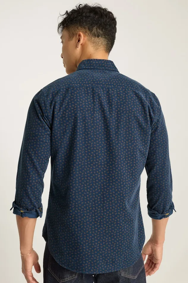 Men Bonobos Casual Shirts The Stretch Cord Shirt Navy Cashel Geo