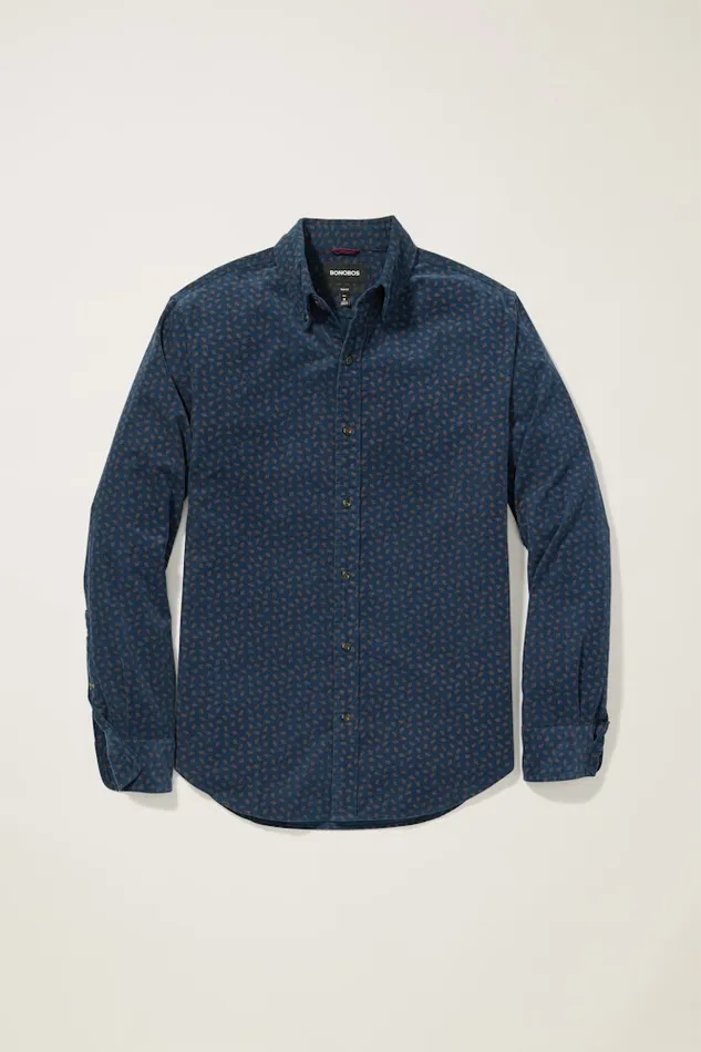 Men Bonobos Casual Shirts The Stretch Cord Shirt Navy Cashel Geo