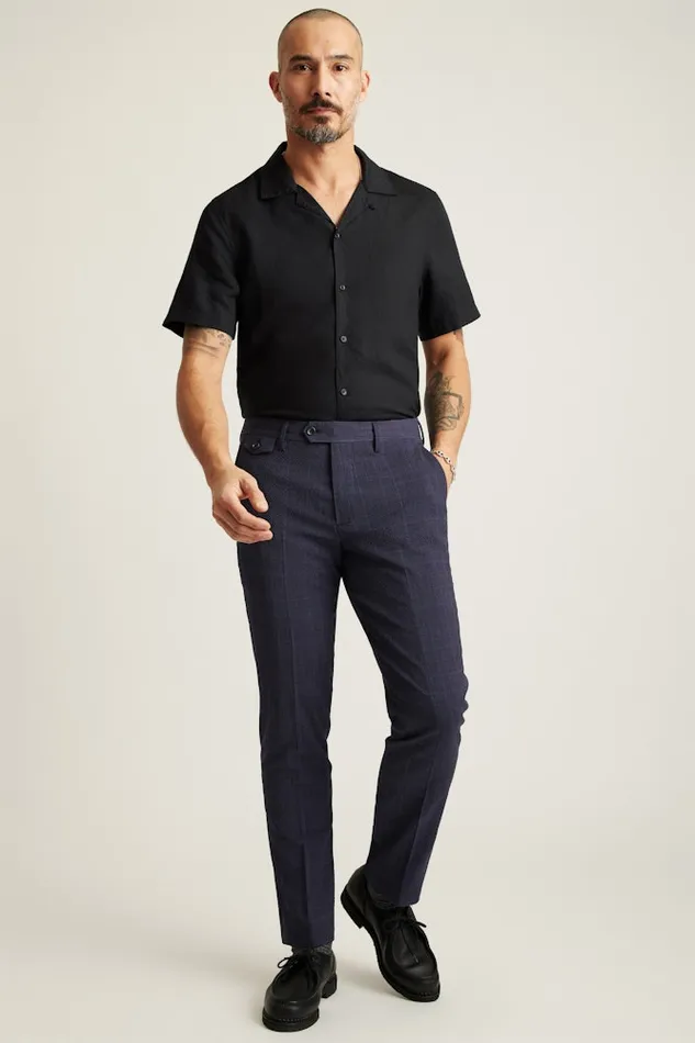 Men Bonobos Dress Pants Jetsetter Italian Seersucker Dress Pant Navy Purple Glen Plaid