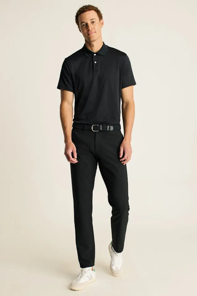 Men Bonobos Golf Polos and Tops The Performance Golf Polo Shirt Solid and Striped Jet Black