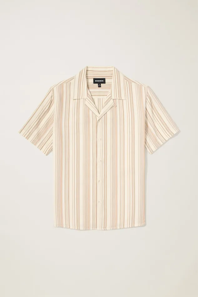 Men Bonobos Short Sleeve Shirts Riviera Cabana Shirt Ivory Stripe Men Bonobos Short Sleeve Shirts Riviera Cabana Shirt Ivory Stripe