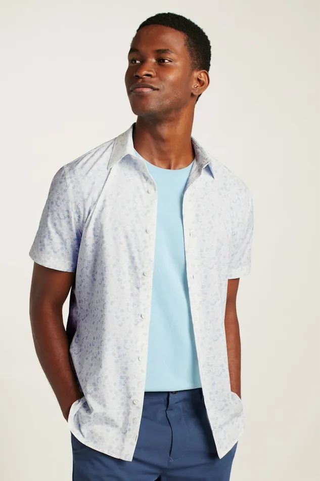 Men Bonobos Short Sleeve Shirts Tech Short Sleeve Shirt White Weekend Floral