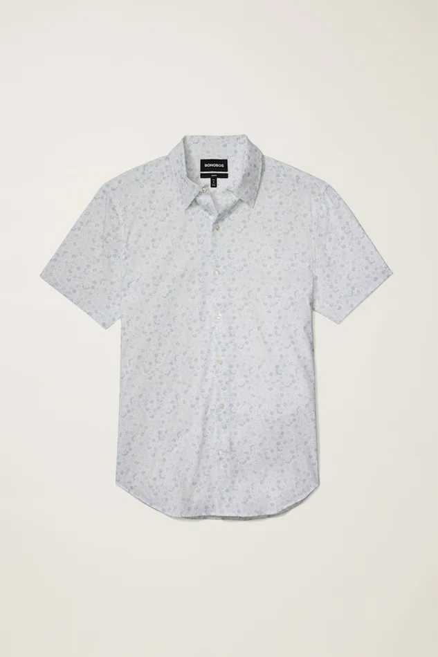 Men Bonobos Short Sleeve Shirts Tech Short Sleeve Shirt White Weekend Floral
