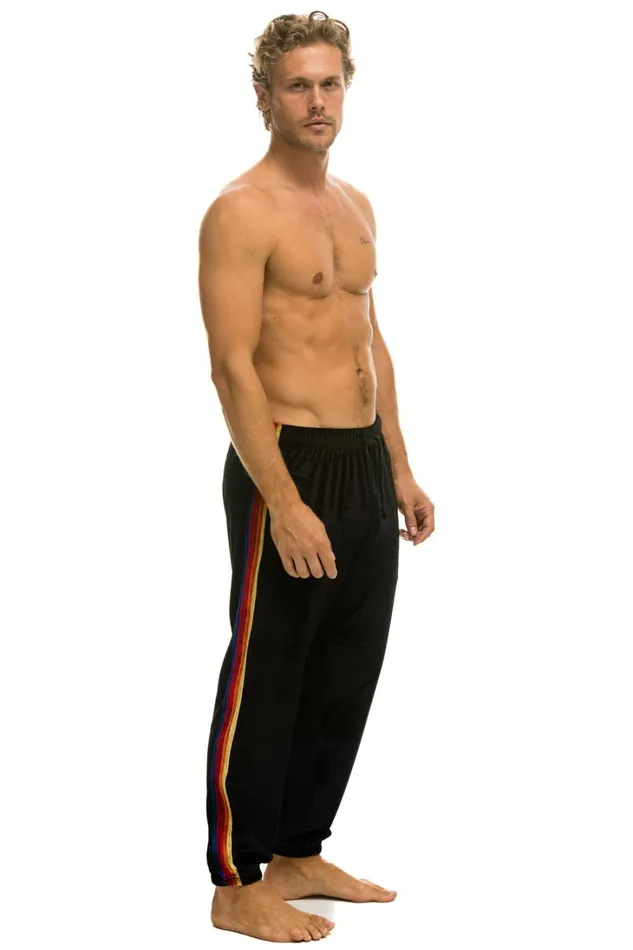 Men Bottoms Aviator Nation CLASSIC VELVET SWEATPANTS 8211 BLACK Men Bottoms Aviator Nation CLASSIC VELVET SWEATPANTS 8211 BLACK
