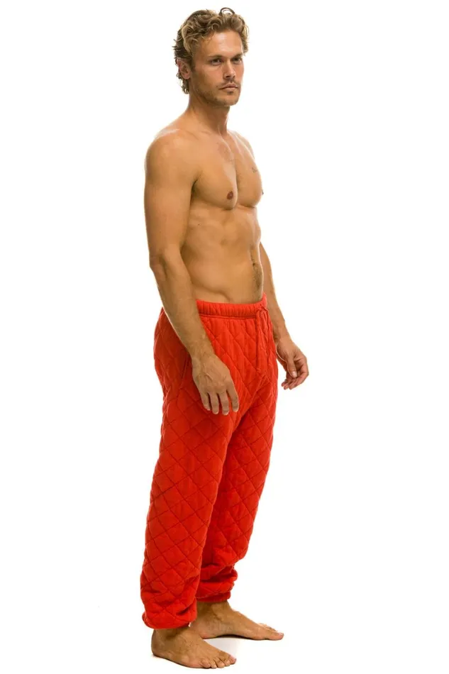 Men Bottoms Aviator Nation QUILTED SWEATPANTS 8211 RED