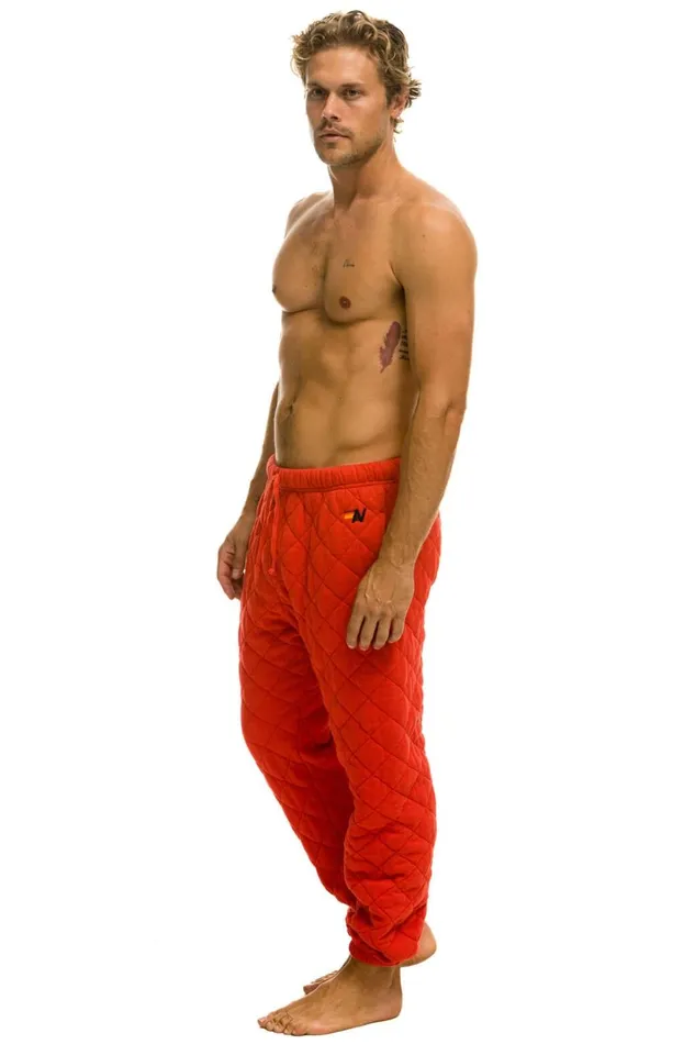 Men Bottoms Aviator Nation QUILTED SWEATPANTS 8211 RED