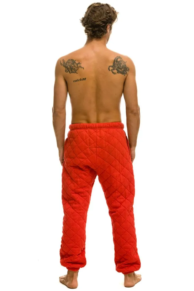 Men Bottoms Aviator Nation QUILTED SWEATPANTS 8211 RED
