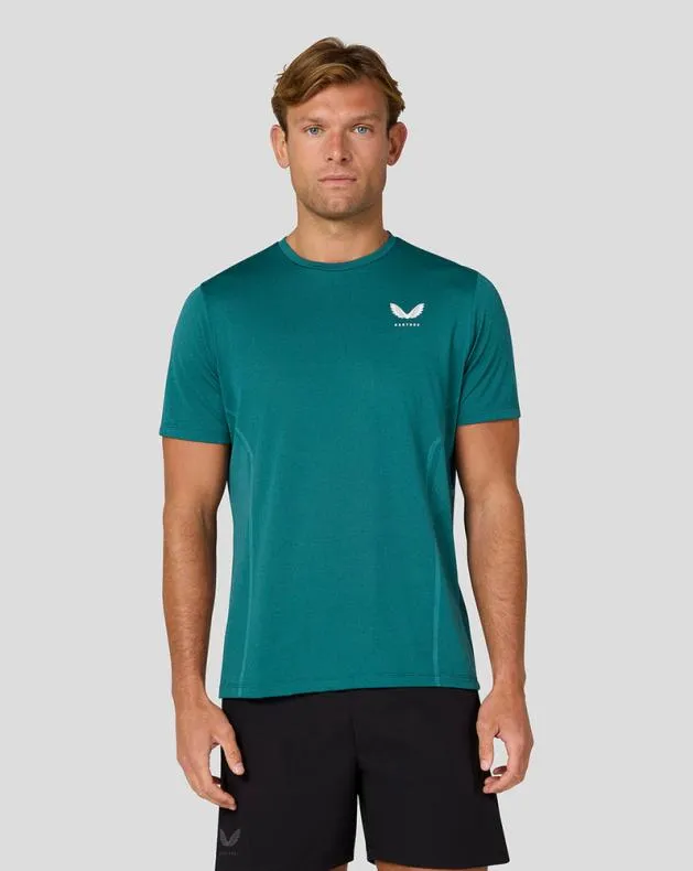 Men Castore Tops Apex Short Sleeve Engineered Knit T Shirt 8211 Bright Aqua