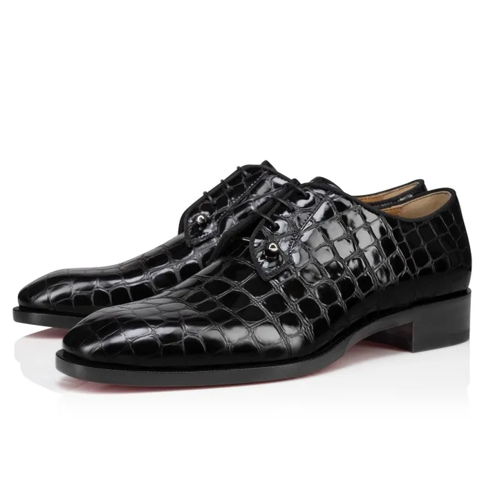 Men Chambeliss Derbies 8211 Alligator Embossed Calf Leather 8211 Black Christian Louboutin Buckles and Laceups Men Chambeliss Derbies 8211 Alligator Embossed Calf Leather 8211 Black Christian Louboutin Buckles and Laceups