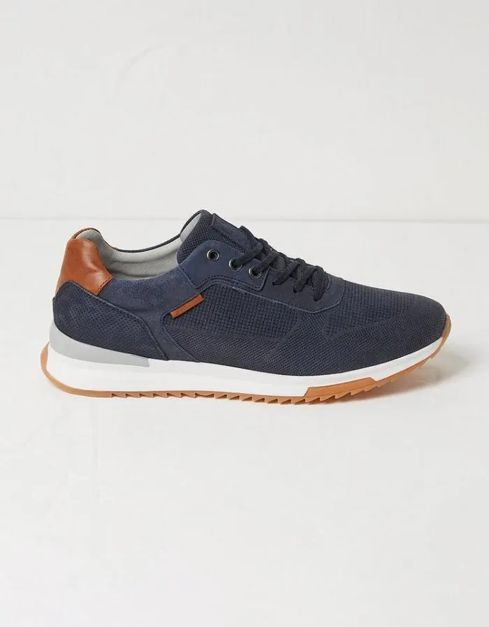 Men FatFace Festival Collection Wells Leather Trainers Navy