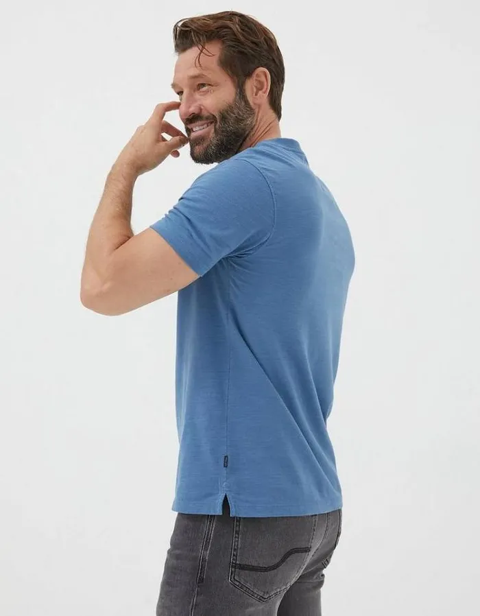 Men FatFace Tall Collection Organic Cotton Woodside Slub Henley Light Denim Blue