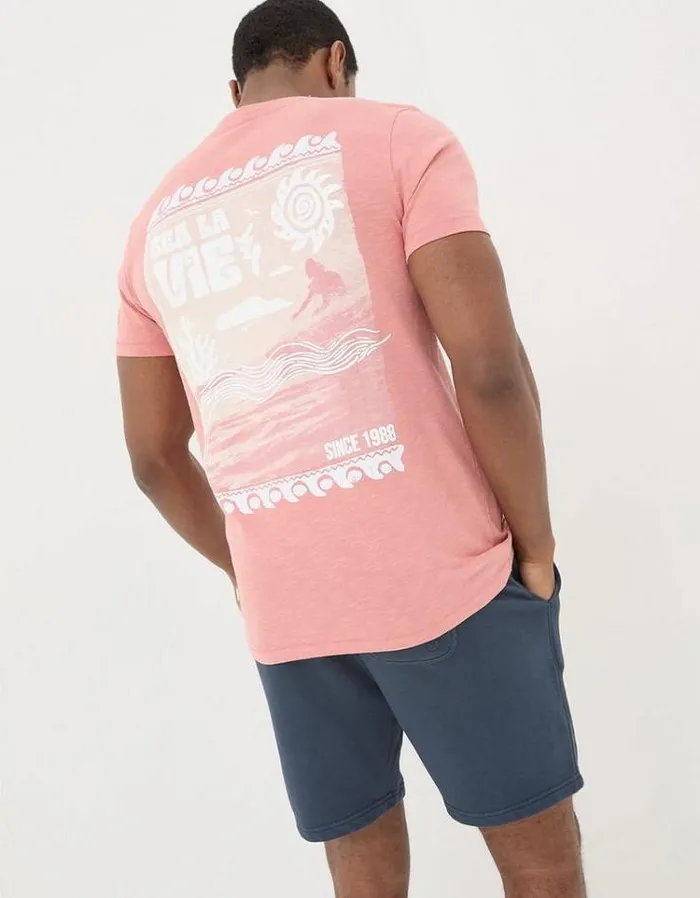 Men FatFace Vacation Shop Sea La Vie TShirt Light Orange