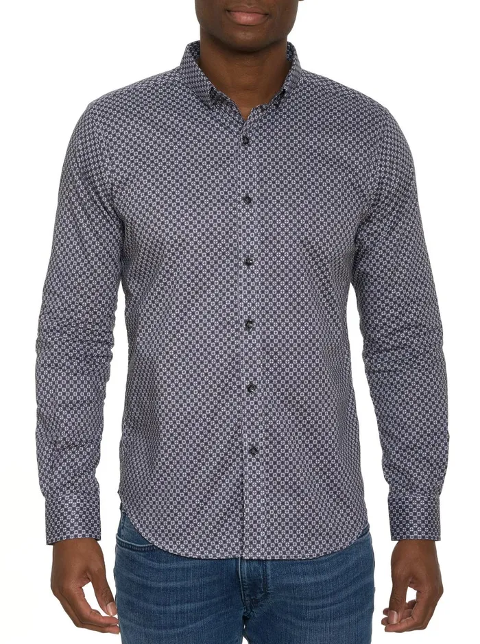 Men Long Sleeve Button Down Shirts Robert Graham BARESE LONG SLEEVE BUTTON DOWN SHIRT Grey Men Long Sleeve Button Down Shirts Robert Graham BARESE LONG SLEEVE BUTTON DOWN SHIRT Grey