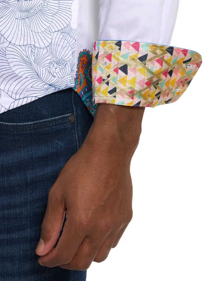 Men Long Sleeve Button Down Shirts Robert Graham LIMITED EDITION THE PLEIADES LONG SLEEVE BUTTON DOWN SHIRT White