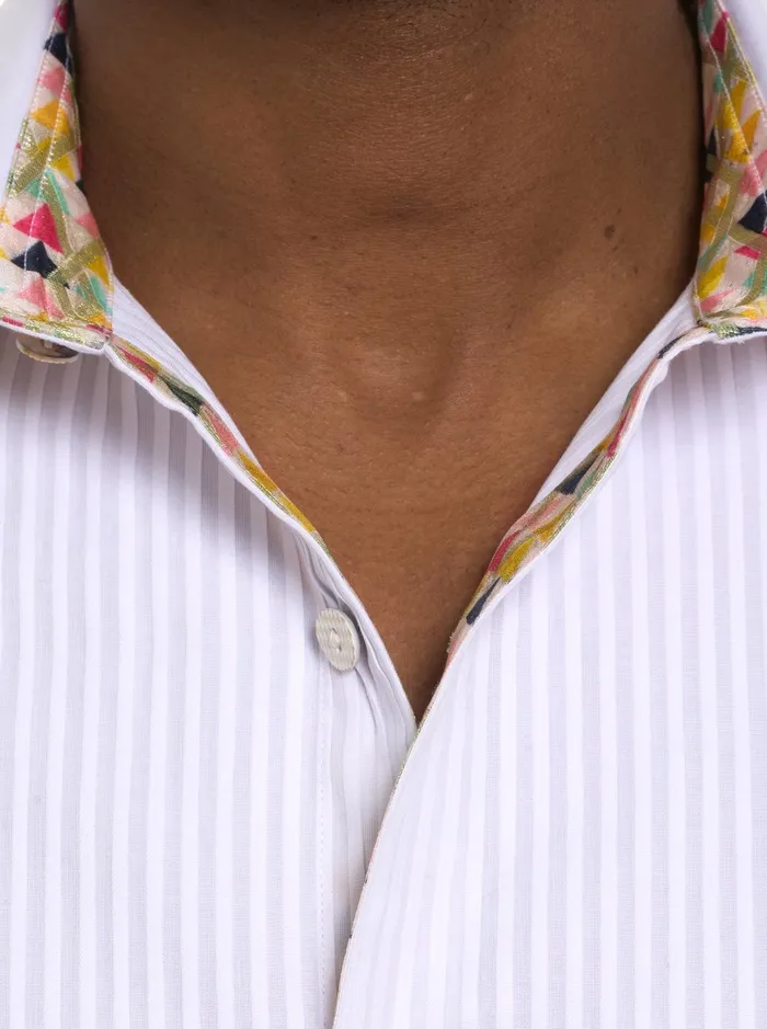 Men Long Sleeve Button Down Shirts Robert Graham LIMITED EDITION THE PLEIADES LONG SLEEVE BUTTON DOWN SHIRT White