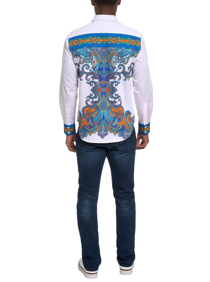 Men Long Sleeve Button Down Shirts Robert Graham LIMITED EDITION THE PLEIADES LONG SLEEVE BUTTON DOWN SHIRT White