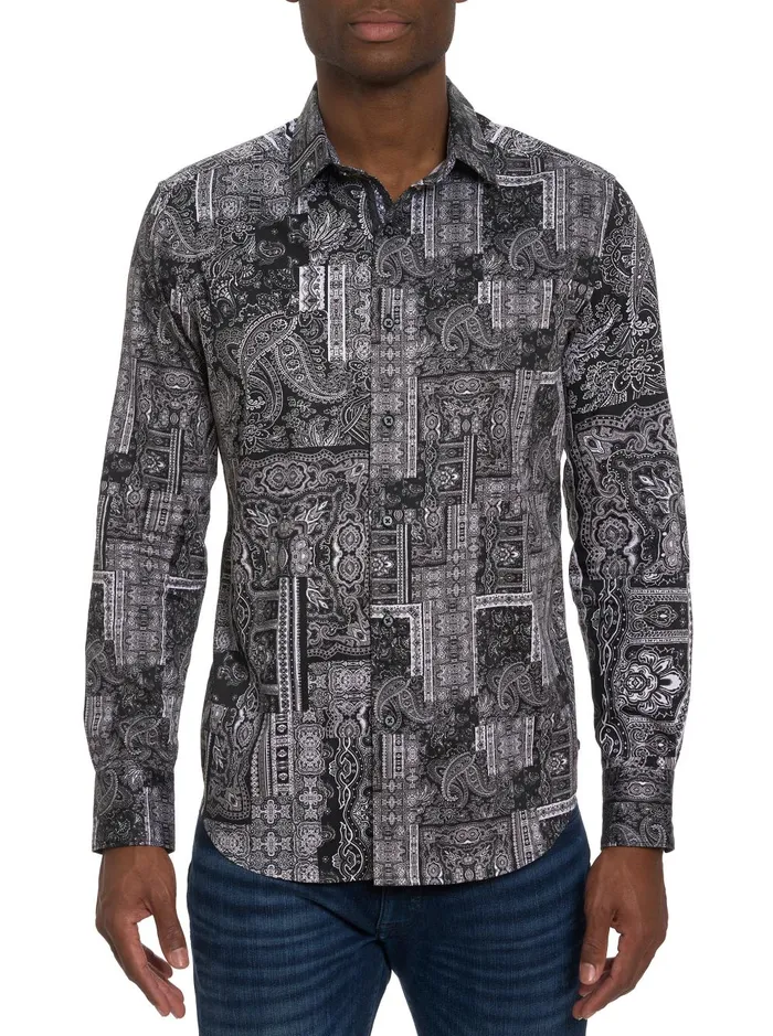 Men Long Sleeve Button Down Shirts Robert Graham LOCARNO LONG SLEEVE BUTTON DOWN SHIRT Black Men Long Sleeve Button Down Shirts Robert Graham LOCARNO LONG SLEEVE BUTTON DOWN SHIRT Black