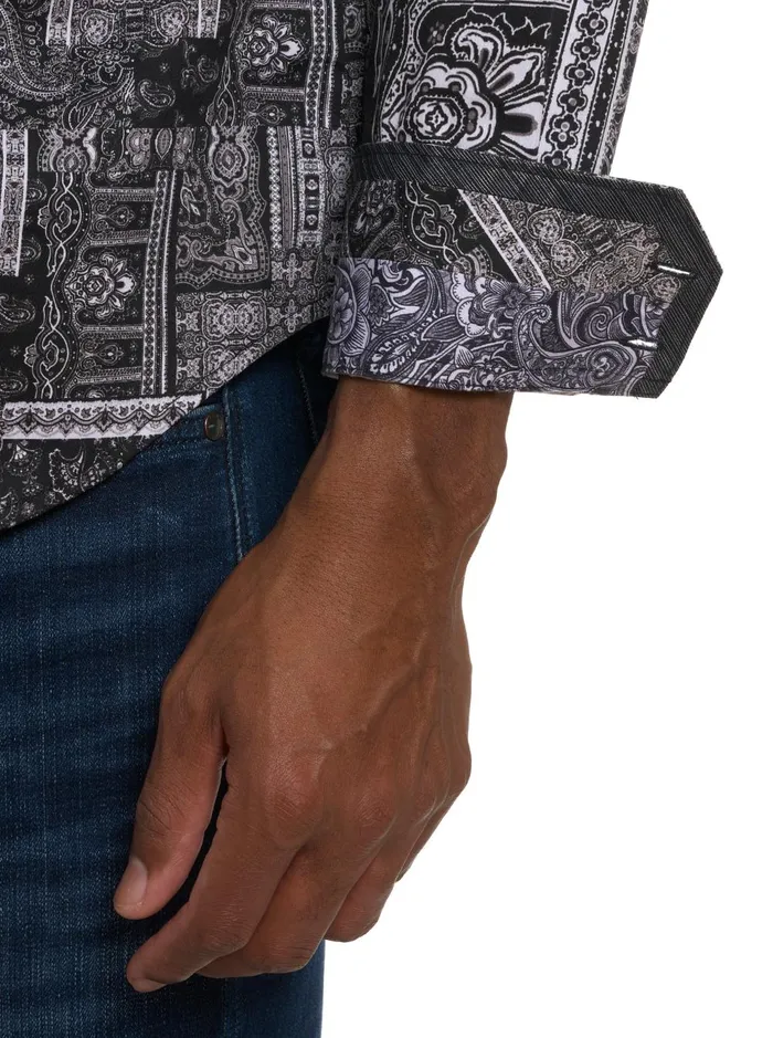 Men Long Sleeve Button Down Shirts Robert Graham LOCARNO LONG SLEEVE BUTTON DOWN SHIRT Black