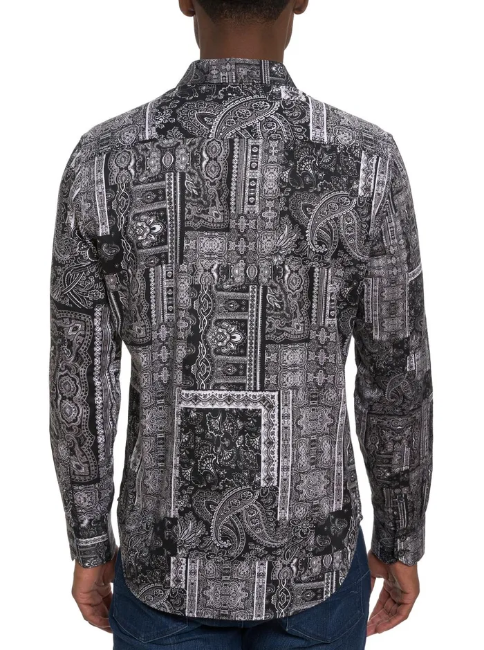 Men Long Sleeve Button Down Shirts Robert Graham LOCARNO LONG SLEEVE BUTTON DOWN SHIRT Black