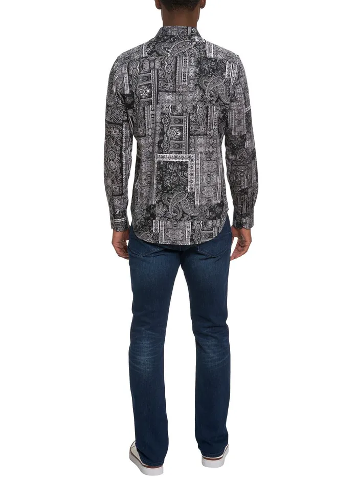 Men Long Sleeve Button Down Shirts Robert Graham LOCARNO LONG SLEEVE BUTTON DOWN SHIRT Black