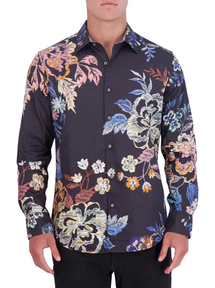 Men Long Sleeve Button Down Shirts Robert Graham PLUTO LONG SLEEVE BUTTON DOWN SHIRT Black Men Long Sleeve Button Down Shirts Robert Graham PLUTO LONG SLEEVE BUTTON DOWN SHIRT Black