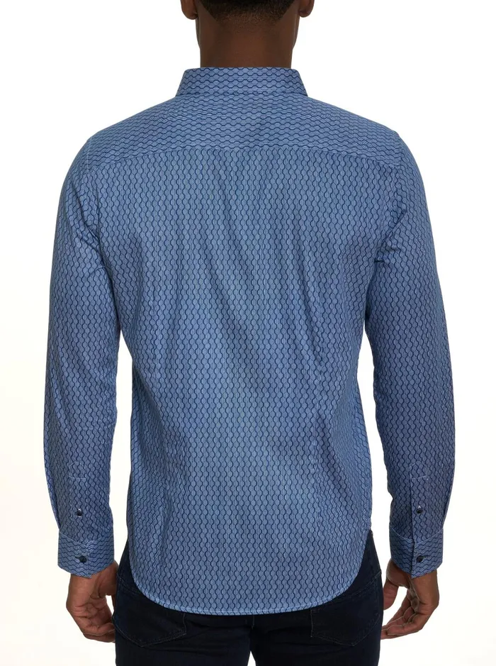 Men Long Sleeve Button Down Shirts Robert Graham RAMI LONG SLEEVE BUTTON DOWN SHIRT Blue