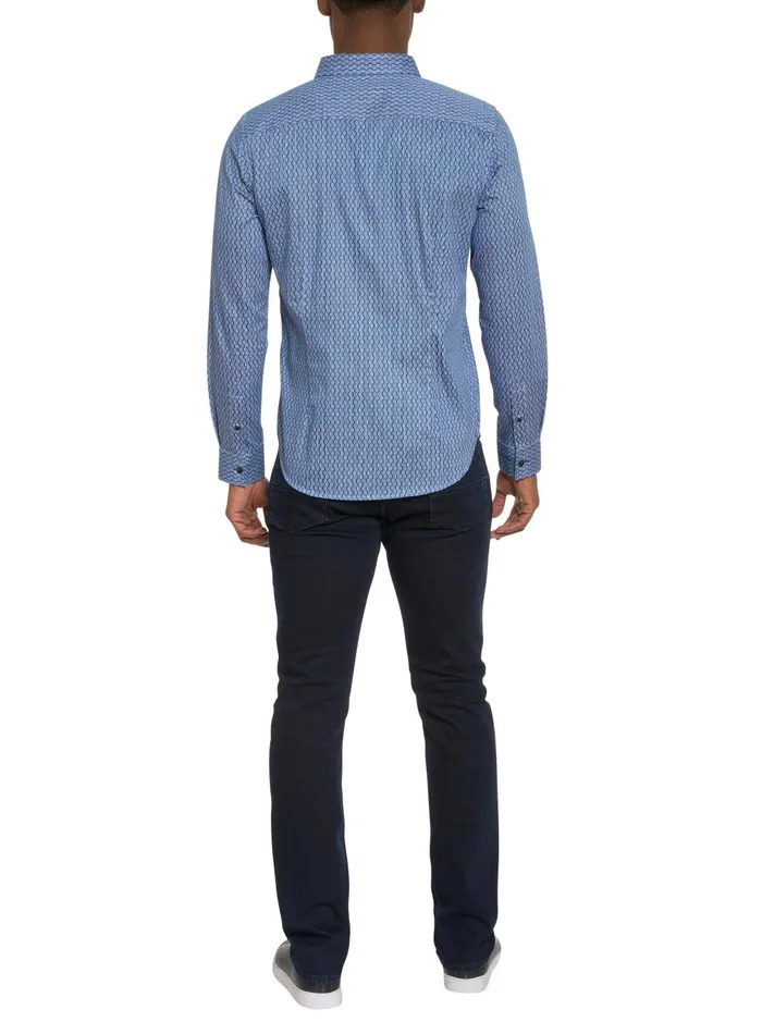 Men Long Sleeve Button Down Shirts Robert Graham RAMI LONG SLEEVE BUTTON DOWN SHIRT Blue