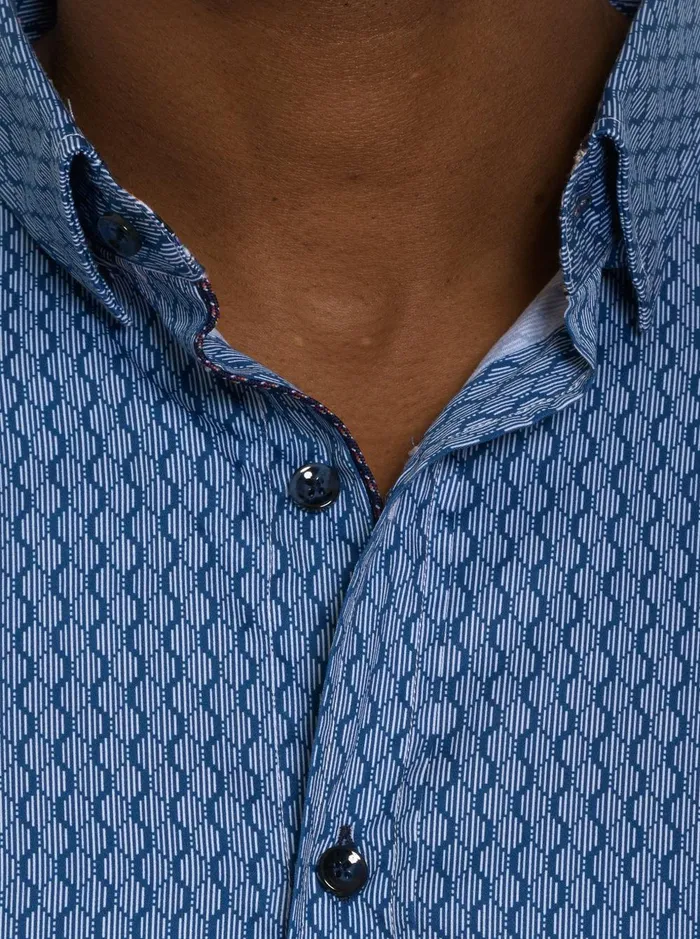 Men Long Sleeve Button Down Shirts Robert Graham RAMI LONG SLEEVE BUTTON DOWN SHIRT Blue