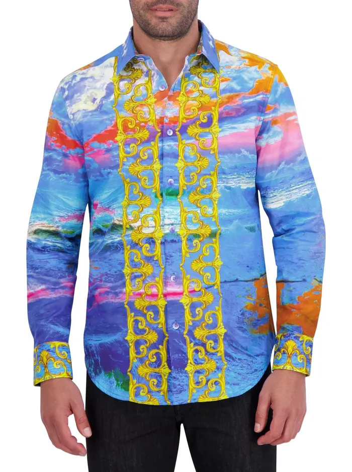 Men Long Sleeve Button Down Shirts Robert Graham SUNSET AT SEA LONG SLEEVE BUTTON DOWN SHIRT Blue Men Long Sleeve Button Down Shirts Robert Graham SUNSET AT SEA LONG SLEEVE BUTTON DOWN SHIRT Blue