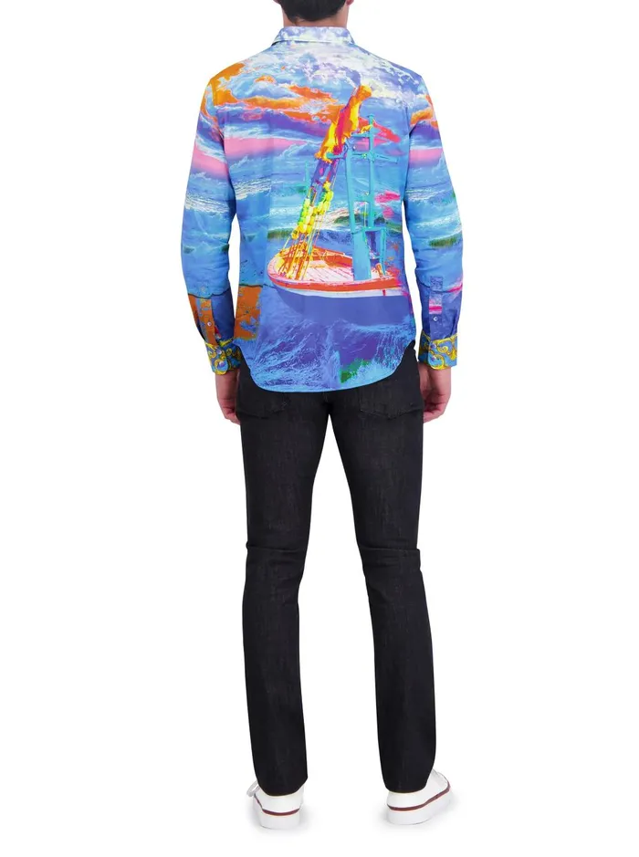Men Long Sleeve Button Down Shirts Robert Graham SUNSET AT SEA LONG SLEEVE BUTTON DOWN SHIRT Blue