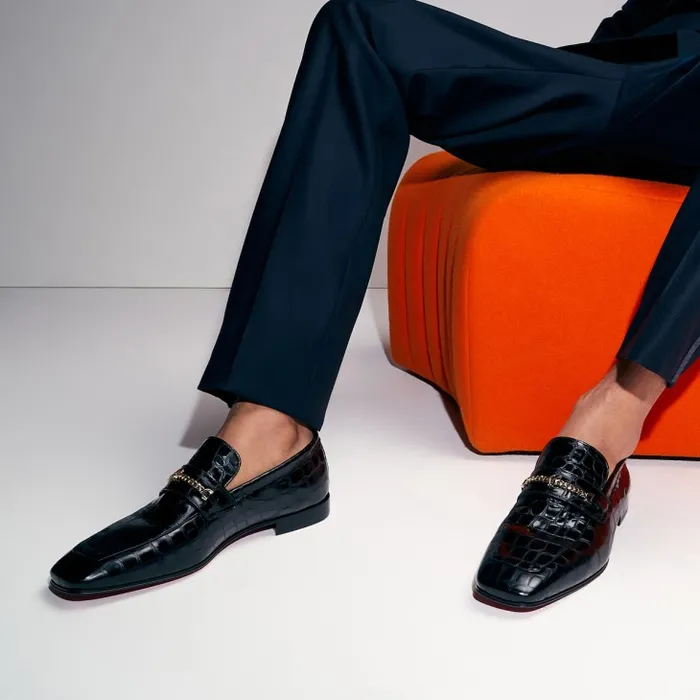 Men MJ Moc Loafers 8211 Alligator Embossed Calf Leather 8211 Black Christian Louboutin Loafers and Moccasins Men MJ Moc Loafers 8211 Alligator Embossed Calf Leather 8211 Black Christian Louboutin Loafers and Moccasins