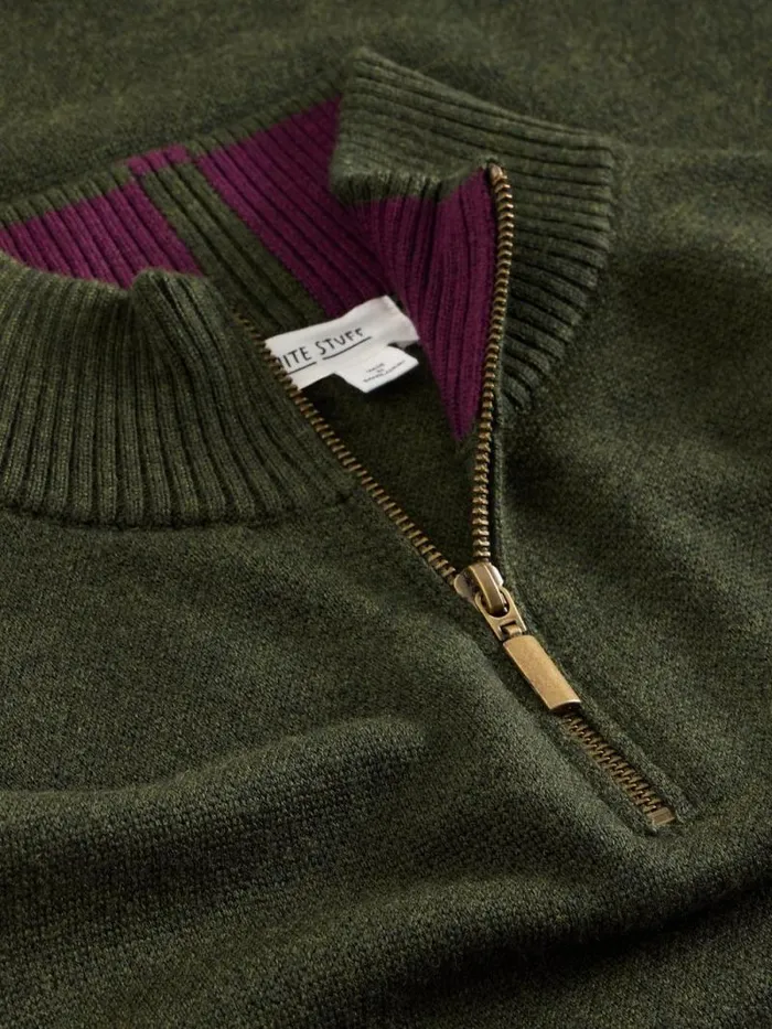 Men Newport Wool Merino Jumper Dark Green White Stuff Knitwear