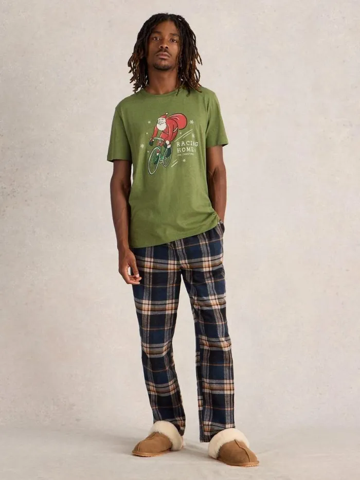 Men Racing Home Graphic Tee Green Print White Stuff Loungewear