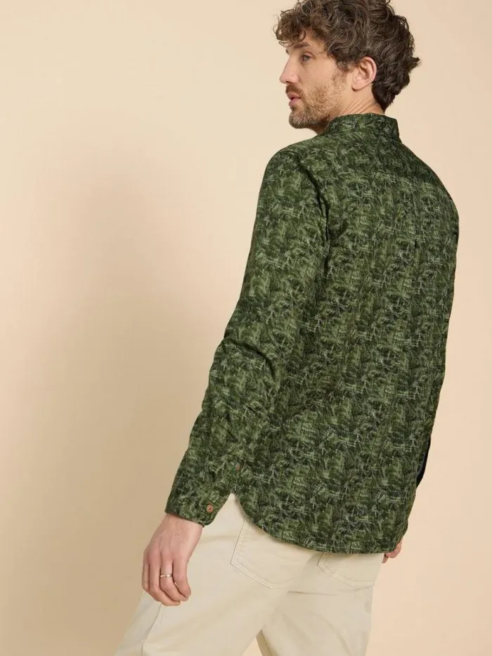 Men Seaweed Printed Shirt Green Print White Stuff Shirts