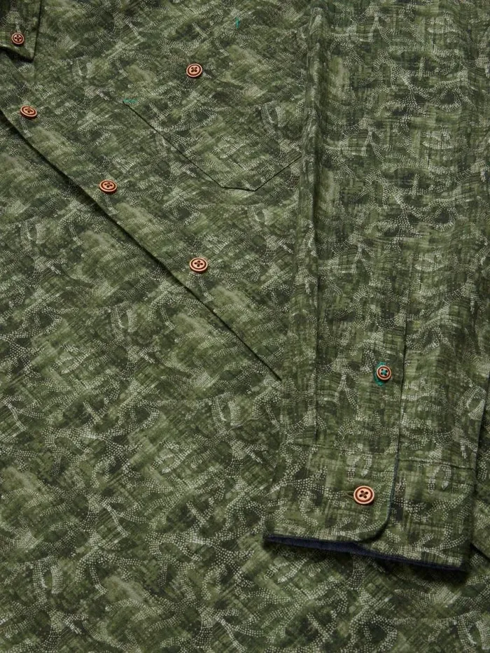 Men Seaweed Printed Shirt Green Print White Stuff Shirts