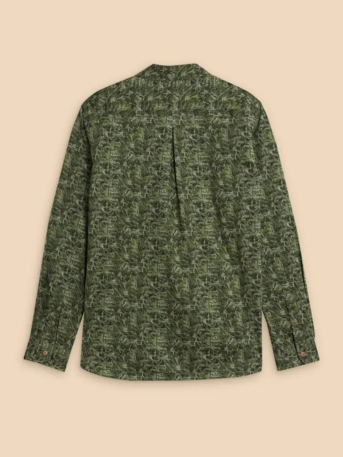 Men Seaweed Printed Shirt Green Print White Stuff Shirts