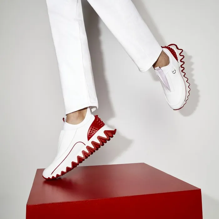 Men Sharkyloub SP Spikes Sneakers 8211 Calf Leather Neoprene And Spikes 8211 White Christian Louboutin Sneakers Men Sharkyloub SP Spikes Sneakers 8211 Calf Leather Neoprene And Spikes 8211 White Christian Louboutin Sneakers