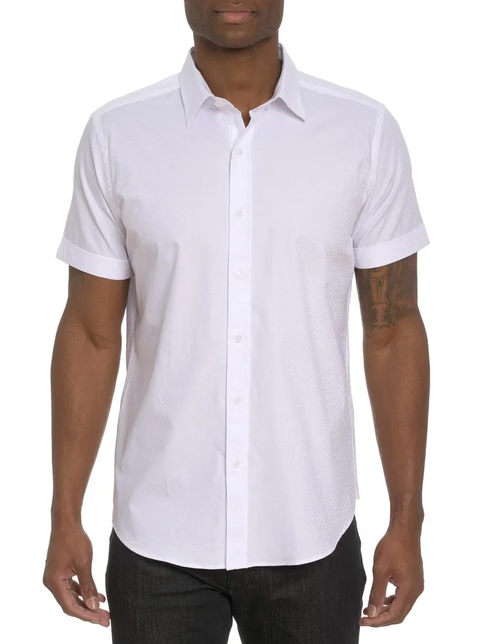 Men Short Sleeve Button Down Shirts Robert Graham DIAMOND BAR SHORT SLEEVE BUTTON DOWN SHIRT White Men Short Sleeve Button Down Shirts Robert Graham DIAMOND BAR SHORT SLEEVE BUTTON DOWN SHIRT White