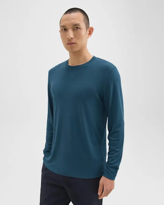 Men Theory TShirts Polos Essential LongSleeve Tee In Anemone Modal Jersey Twilight