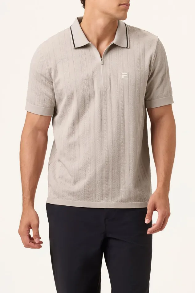 Men Tops and TShirts Fila Challenger Cable Zip Polo 921 Goat Men Tops and TShirts Fila Challenger Cable Zip Polo 921 Goat