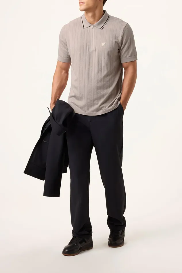 Men Tops and TShirts Fila Challenger Cable Zip Polo 921 Goat Men Tops and TShirts Fila Challenger Cable Zip Polo 921 Goat