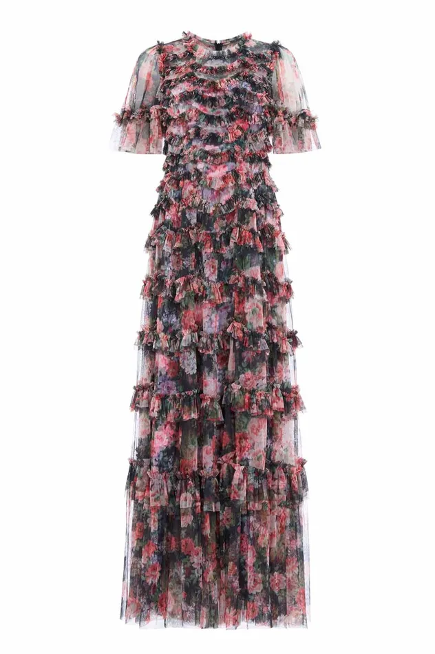 Midnight Dance Round Neck Gown Black Women Needle and Thread Dresses